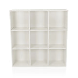 White BJORKE shelf with nine open square compartments by hjh LIVING – 360-degree view (front view 0°)