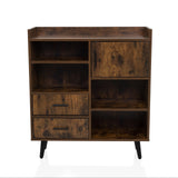 Brown Chest of drawers MYRDAL with open compartments, two drawers and black feet by hjh LIVING – 360-degree view (front view 0°)