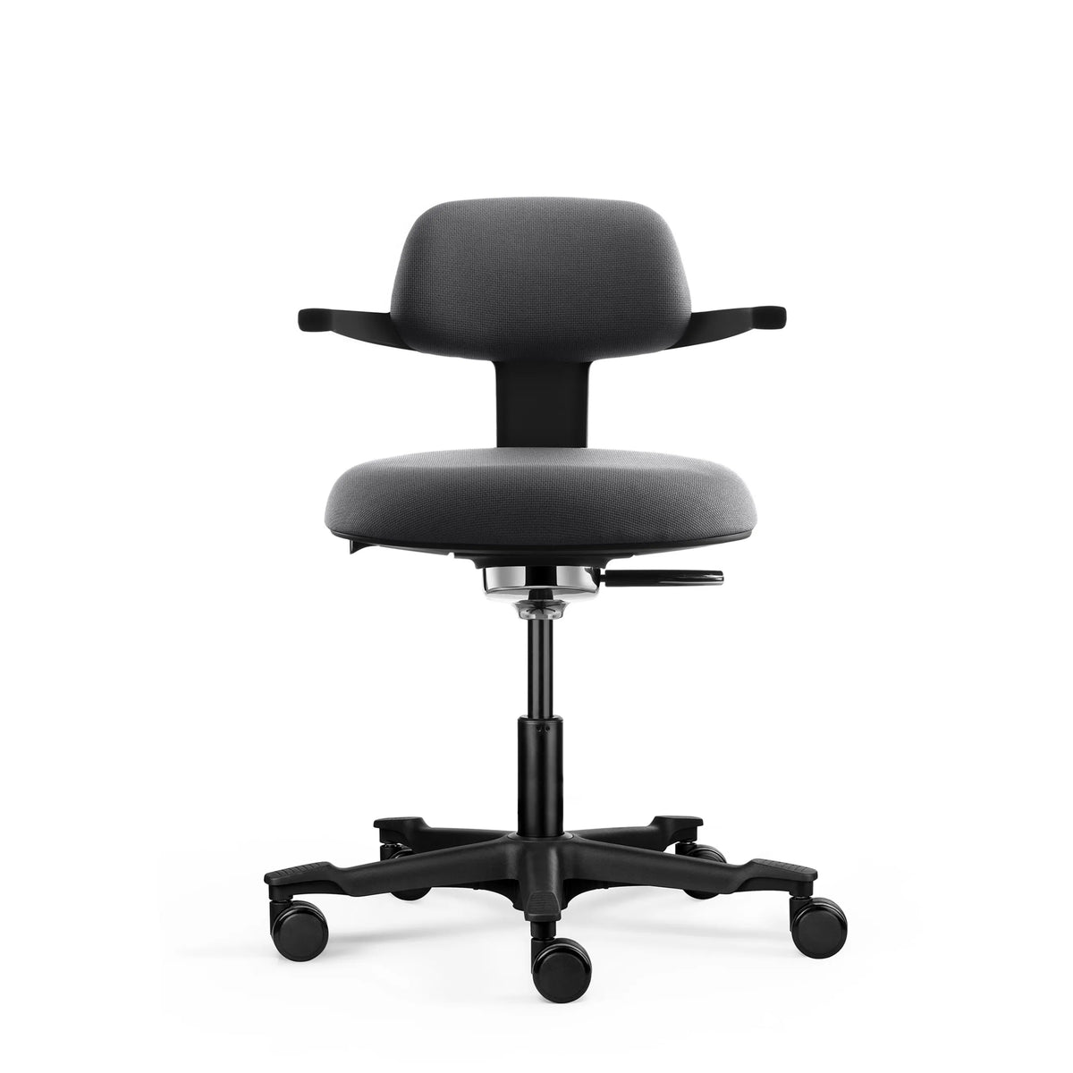 Dark grey Work Chair WORK 40 with armrests and five casters by hjh OFFICE