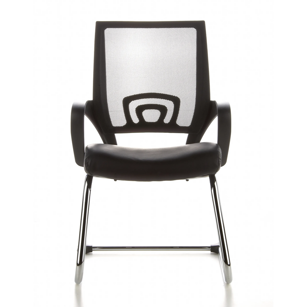 Black Cantilever chair VISTO NET V with mesh back, padded seat and armrests by hjh OFFICE – 360-degree view (front view 0°)