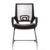 Black Cantilever chair VISTO NET V with mesh back, padded seat and armrests by hjh OFFICE – 360-degree view (front view 0°)