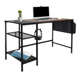Office Desk WORKSPACE H I in black and brown with two storage shelves and a side pocket by hjh OFFICE