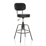 Black Bar stool DISC HIGH with backrest and round footrest by hjh OFFICE – 360-degree view (front three-quarter view 30°)
