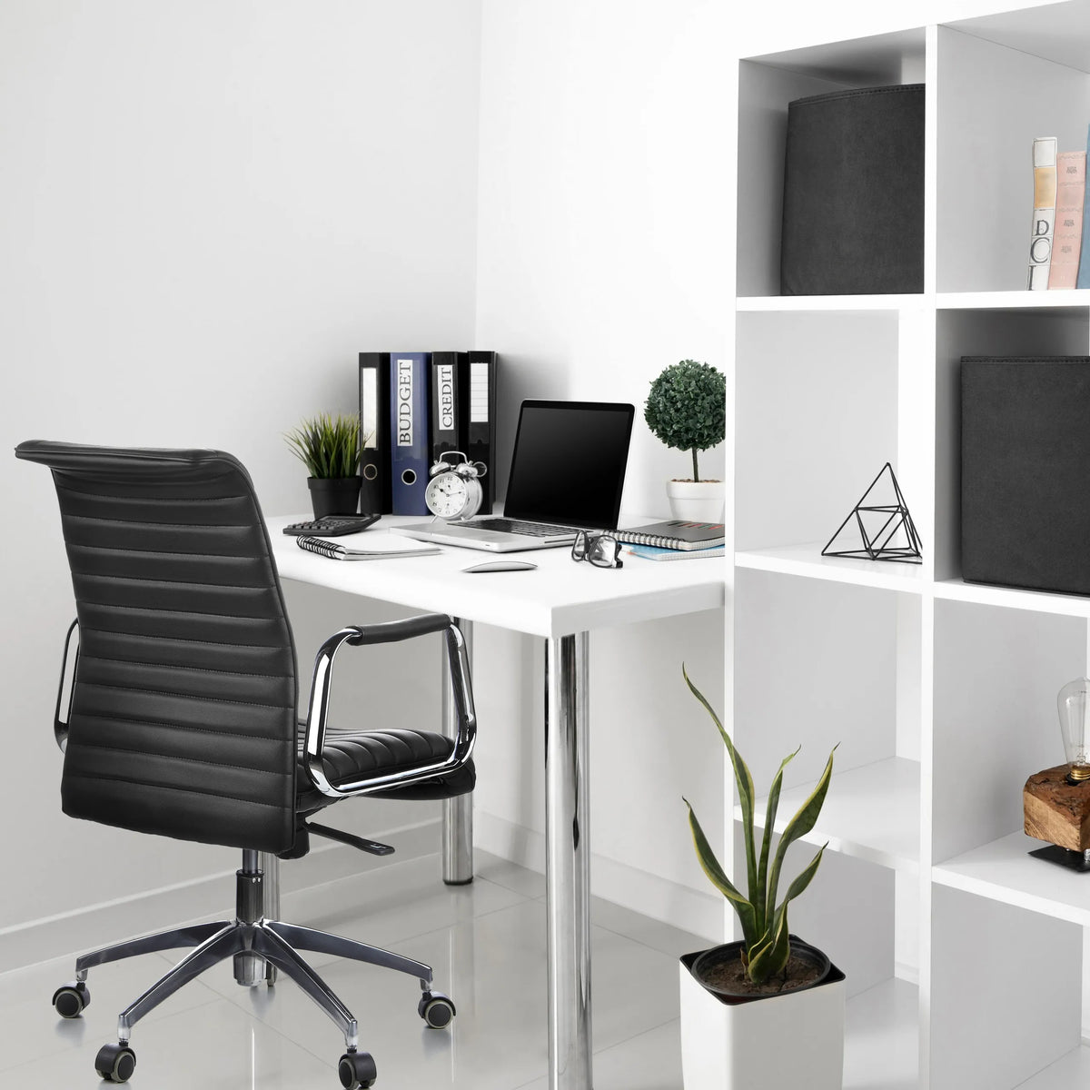 Professional Executive Chair ASPERA 10 in black with horizontal stitching and chrome armrests by hjh OFFICE