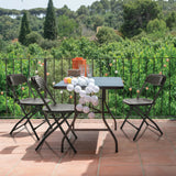Three black Outdoor chairs TUDELA XXL PRO with a matching table on a terrace by hjh OFFICE