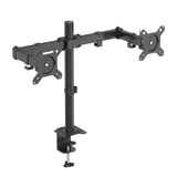 Black Monitor Mount Ergomount M2 for two screens with desk mounting by hjh OFFICE