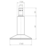 Technical drawing of the Chair glide 5 x STAND Nr. 12 with a diameter of 60 mm by hjh OFFICE