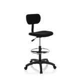 Black Counter chair TOP WORK 05 with foot ring and five-caster base by hjh OFFICE – 360-degree view (front three-quarter view 40°)