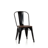 Black Bistro chair VANTAGGIO COMFORT W with brown wooden seat by hjh OFFICE – 360-degree view (front view 20°)