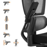 Four-dimensionally adjustable armrest of the Professional Office Chair Ergo U2 Flex3 with functional diagrams by hjh OFFICE