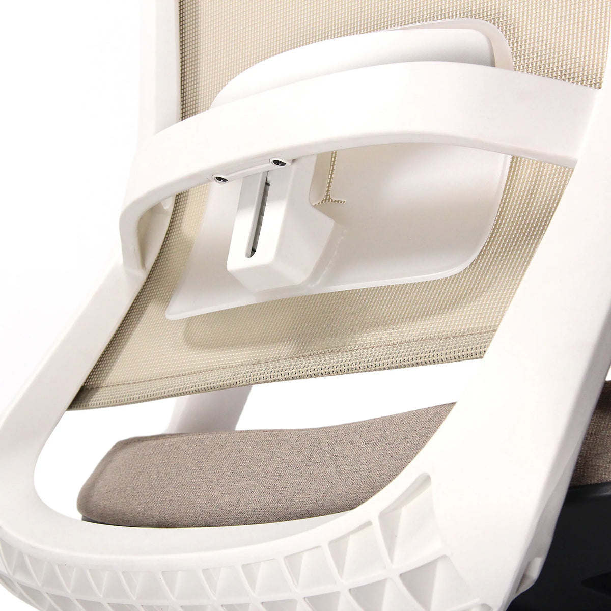 Height-adjustable lumbar support of the PURE WHITE Professional Office Chair in beige by hjh OFFICE