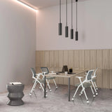 Grey PRIORITY II W PU folding chairs at a meeting table in a modern room by hjh OFFICE