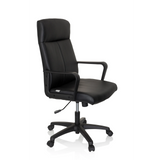 Black Professional Executive Chair LISSO with armrests and five-caster base by hjh OFFICE – 360-degree view (front three-quarter view 60°)