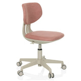 Pink Swivel Chair – Children KIDDY CLASSIC with padded seat and five-caster base by hjh OFFICE – 360-degree view (front three-quarter view 60°)