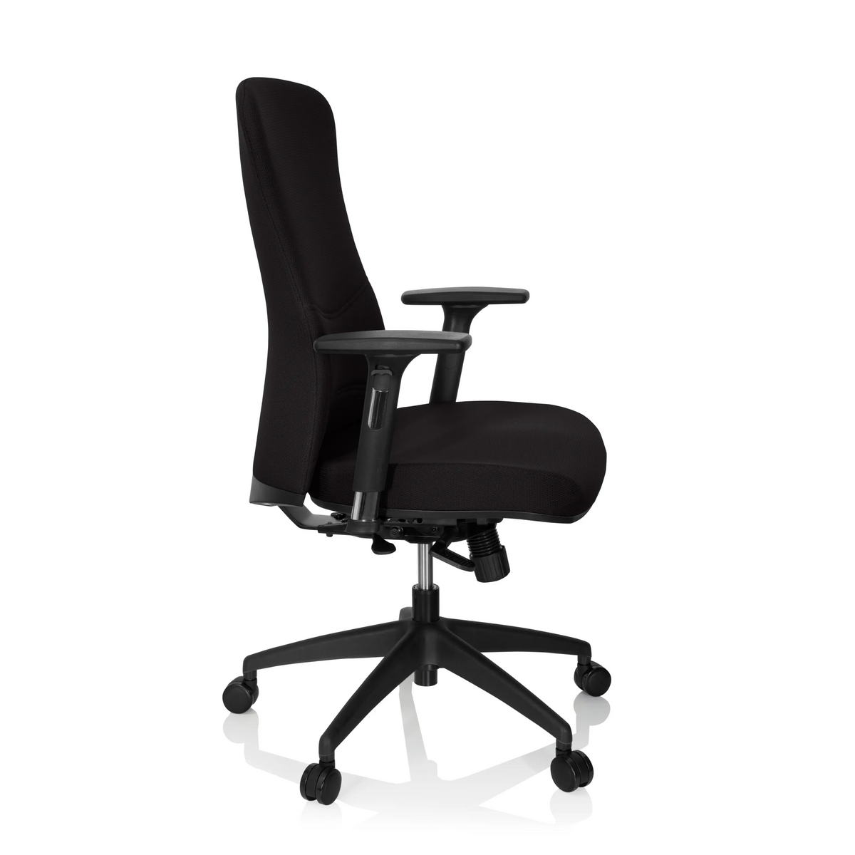 Black Professional Office Chair OFFICE XT PRO with armrests and five-caster base by hjh OFFICE – 360-degree view (side profile 80°)