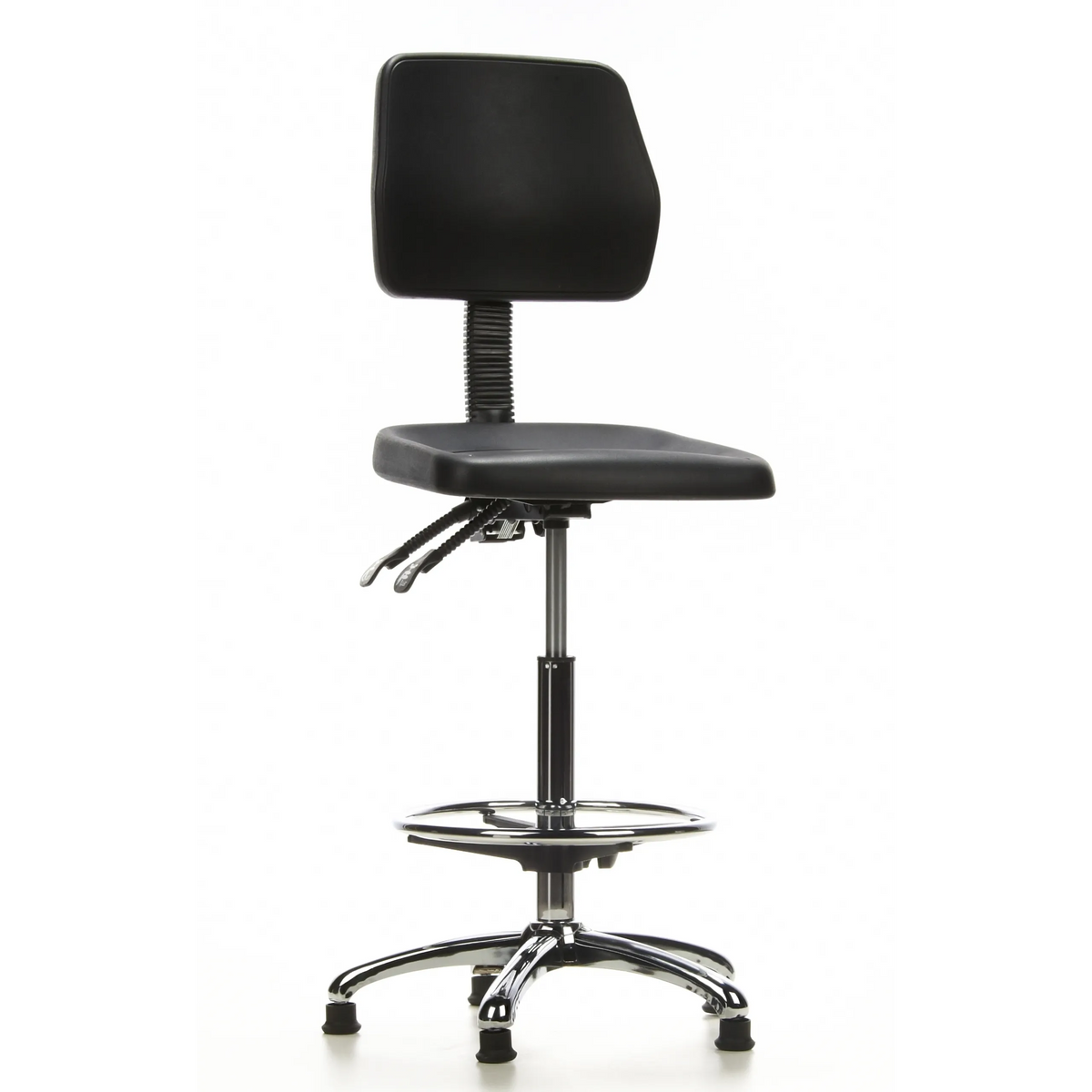 Black Counter chair TOP WORK 11 with foot ring and five-star base by hjh OFFICE – 360-degree view (front view 20°)