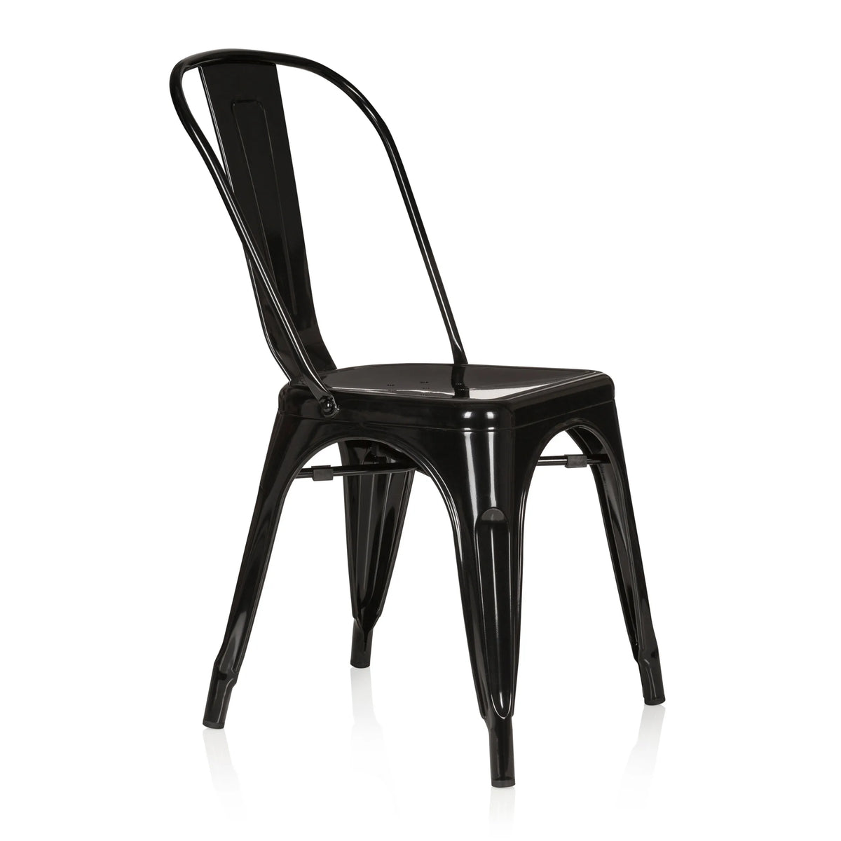 Black Bistro chair VANTAGGIO COMFORT with metal frame and high backrest by hjh OFFICE – 360-degree view (front three-quarter view 60°)
