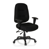 Black Professional Office Chair ZENIT XXL with armrests and five-caster base by hjh OFFICE – 360-degree view (front three-quarter view 40°)