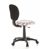 Swivel Chair – Children KIDDY TOP with colourful heart and flower pattern and five-caster base by hjh OFFICE – 360-degree view (rear three-quarter view 120°)