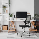 Black Home Office Chair MIKO B ECO with mesh backrest and armrests by hjh OFFICE
