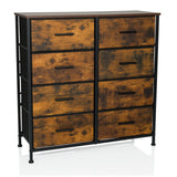 Chest of drawers RAGALA LIGHT in smoked oak with eight drawers and black metal frame by hjh LIVING – 360-degree view (front view 15°)