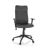 Black Home Office Chair ARTON 30 with quilted upholstery and five-caster base by hjh OFFICE – 360-degree view (front view 20°)
