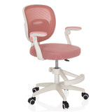 Pink Swivel Chair – Children KIDDY SMART with mesh back and five-caster base by hjh OFFICE – 360-degree view (front three-quarter view 45°)