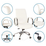 Professional Executive Chair ASPERA 10 in cream white with details of the upholstery, armrests, gas spring and castors by hjh OFFICE