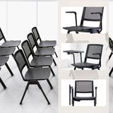 Guest Chair MEET WA in black with mesh backrest, armrests and writing tablet by hjh OFFICE