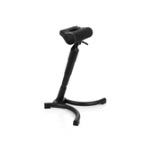 Black standing aid TOP WORK 33 with padded seat and three-legged base by hjh OFFICE – 360-degree view (front three-quarter view 60°)