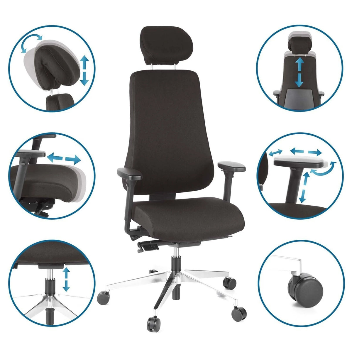 Professional Office Chair PRO-TEC 400 in black with various adjustment options by hjh OFFICE