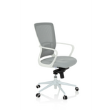 Grey Home Office Chair ESTRIA with mesh back and five-caster base by hjh OFFICE – 360-degree view (front three-quarter view 60°)