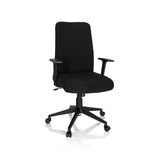 Black Home Office Chair COSIO I with armrests and five-caster base by hjh OFFICE – 360-degree view (front view 20°)