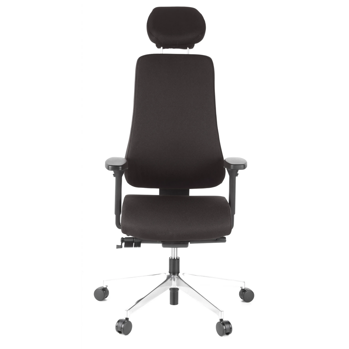 Black Professional Office Chair PRO-TEC 400 with headrest, armrests and five-caster base by hjh OFFICE – 360-degree view (front view 0°)