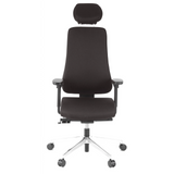 Black Professional Office Chair PRO-TEC 400 with headrest, armrests and five-caster base by hjh OFFICE – 360-degree view (front view 0°)