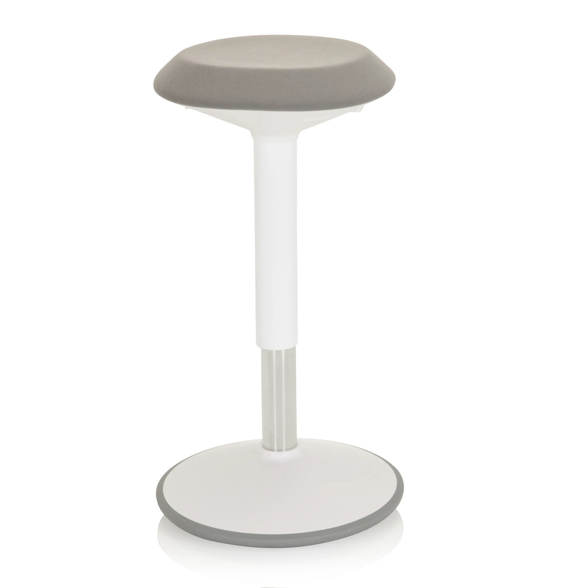 White standing aid BALANCE SIT III W with grey seat and round base by hjh OFFICE – 360-degree view (front view 0°)