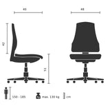 Technical drawing of the Upholstered chair TARVISO PU with a maximum load capacity of 130 kg by hjh OFFICE