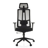 Black Professional Office Chair TRAMORE with mesh back and five-caster base by hjh OFFICE – 360-degree view (front view 0°)