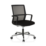 Black Professional Office Chair MOVE-TEC NET 3D with mesh back and a five-caster base by hjh OFFICE – 360-degree view (front three-quarter view 40°)