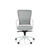 Grey Home Office Chair ESTRIA with mesh back and five-caster base by hjh OFFICE – 360-degree view (front view 0°)