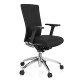 Black Professional Office Chair ASTRA BASE with armrests and five-caster base by hjh OFFICE – 360-degree view (front three-quarter view 60°)