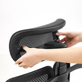 Adjustable black nylon mesh headrest of the Ergo U2 Pro3 Professional Office Chair by hjh OFFICE