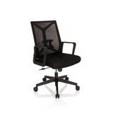 Black Home Office Chair ENCO with mesh back and five-caster base by hjh OFFICE – 360-degree view (front three-quarter view 40°)