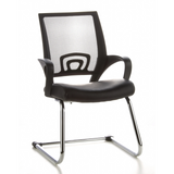 Black Cantilever chair VISTO NET V with mesh back, padded seat and armrests by hjh OFFICE – 360-degree view (front view 20°)