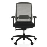Black Professional Office Chair COLORE with mesh back and five-caster base by hjh OFFICE – 360-degree view (front view 0°)