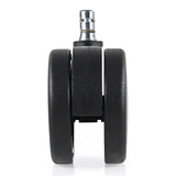 Black Castors 5x ROLO No-Noise 11mm/75mm for carpets with metallic pin by hjh OFFICE