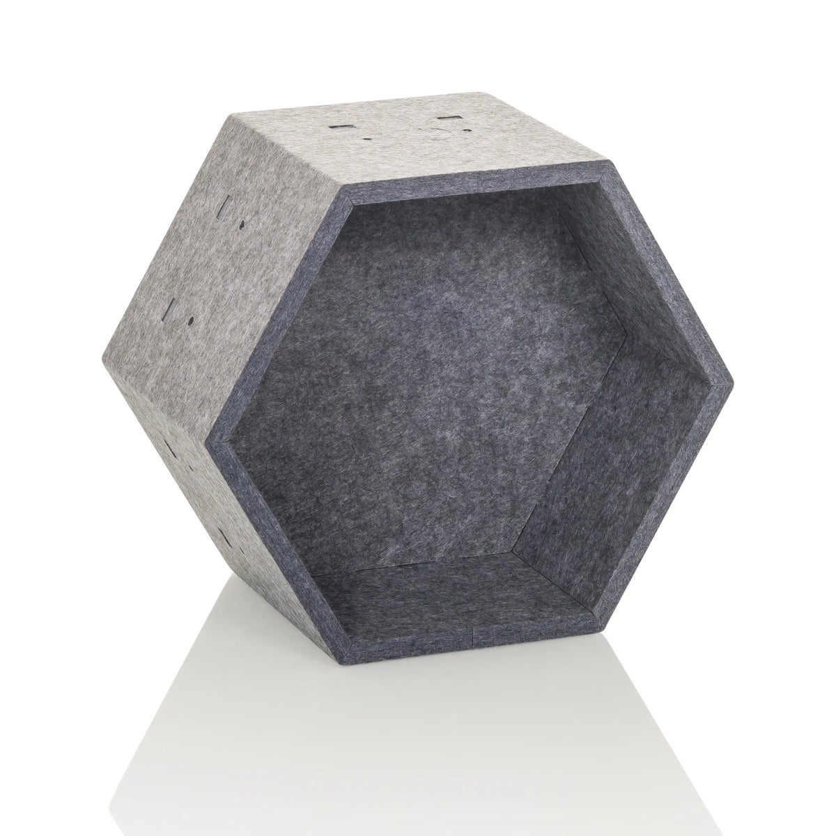 Grey hexagonal felt partition wall FLEXMIUT STORE S by hjh OFFICE – 360-degree view (front view 15°)