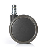 Single black 5x ROLO No-Noise 11mm/65mm castor for hard floors with silver-coloured metal pin by hjh OFFICE