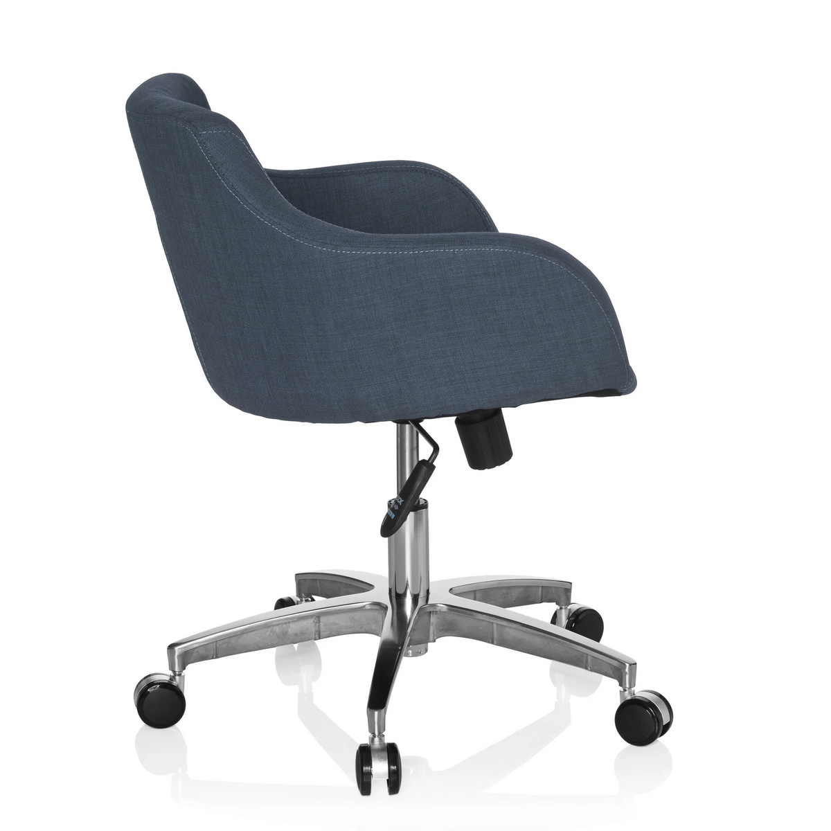 Dark grey Home Office Chair SOLAO 100 with padded shell and five-caster base by hjh OFFICE – 360-degree view (side profile 100°)