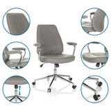Grey Home Office Executive Chair THEO I with quilted backrest and chrome base by hjh OFFICE
